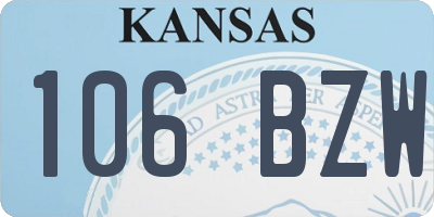 KS license plate 106BZW