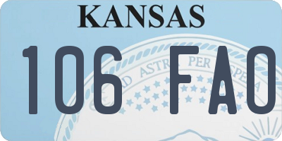 KS license plate 106FAO
