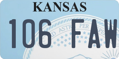 KS license plate 106FAW