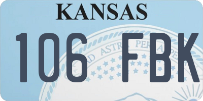 KS license plate 106FBK