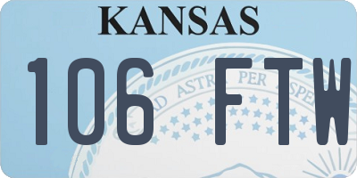 KS license plate 106FTW