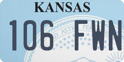 KS license plate 106FWN