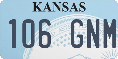 KS license plate 106GNM