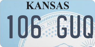 KS license plate 106GUQ
