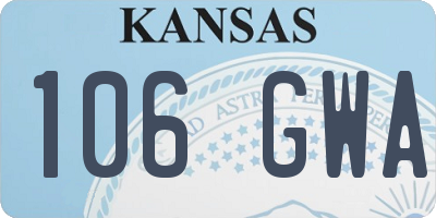 KS license plate 106GWA