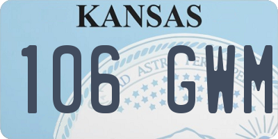 KS license plate 106GWM