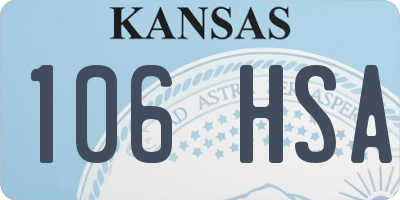KS license plate 106HSA