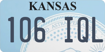 KS license plate 106IQL