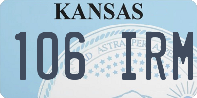 KS license plate 106IRM