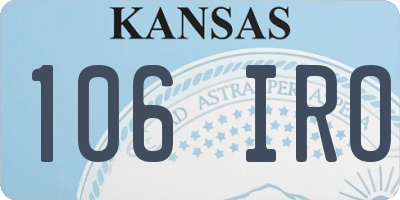 KS license plate 106IRO