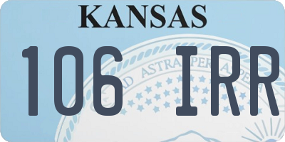 KS license plate 106IRR