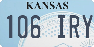 KS license plate 106IRY