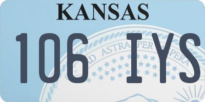 KS license plate 106IYS