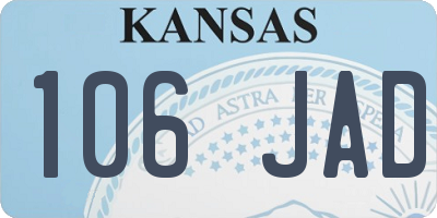 KS license plate 106JAD