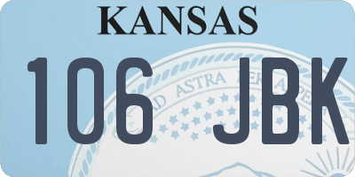 KS license plate 106JBK