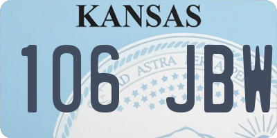 KS license plate 106JBW