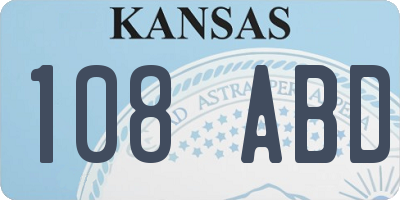 KS license plate 108ABD