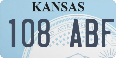 KS license plate 108ABF