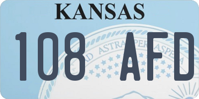KS license plate 108AFD