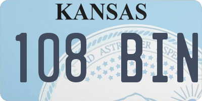 KS license plate 108BIN
