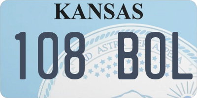 KS license plate 108BOL