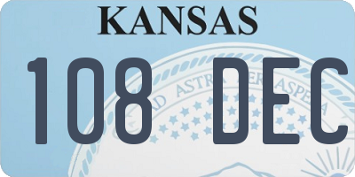 KS license plate 108DEC