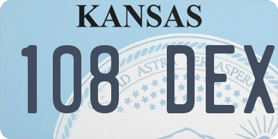 KS license plate 108DEX