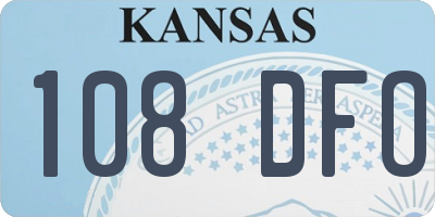 KS license plate 108DFO