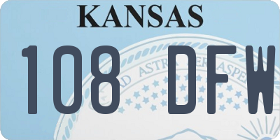 KS license plate 108DFW