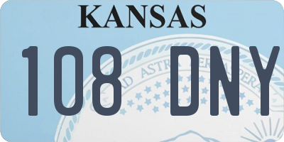KS license plate 108DNY