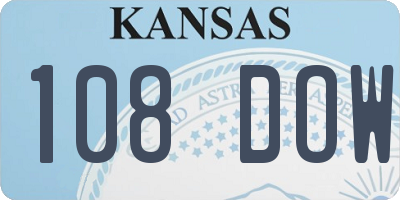 KS license plate 108DOW