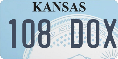 KS license plate 108DOX