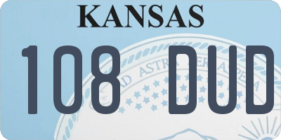 KS license plate 108DUD