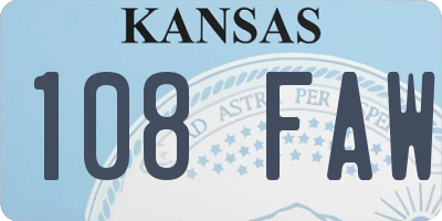 KS license plate 108FAW