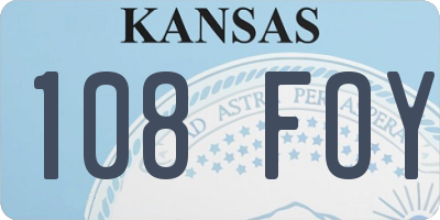 KS license plate 108FOY