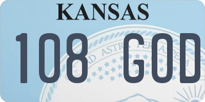 KS license plate 108GOD