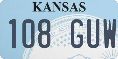 KS license plate 108GUW