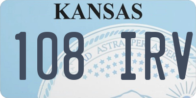 KS license plate 108IRV