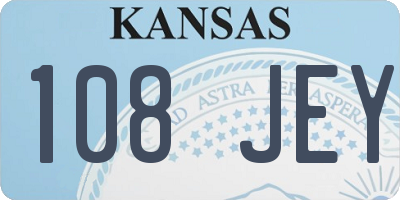 KS license plate 108JEY