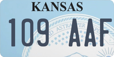 KS license plate 109AAF