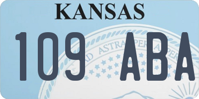 KS license plate 109ABA
