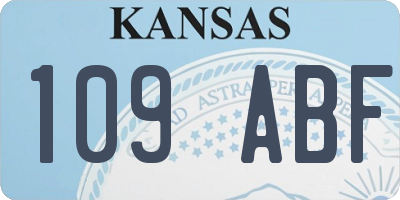 KS license plate 109ABF