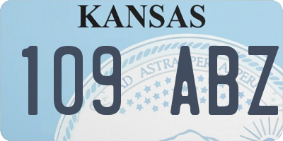 KS license plate 109ABZ