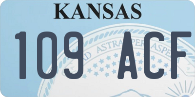 KS license plate 109ACF