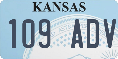 KS license plate 109ADV
