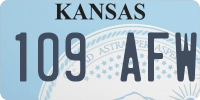 KS license plate 109AFW