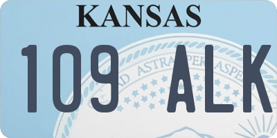 KS license plate 109ALK