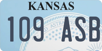KS license plate 109ASB