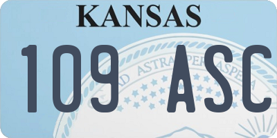 KS license plate 109ASC