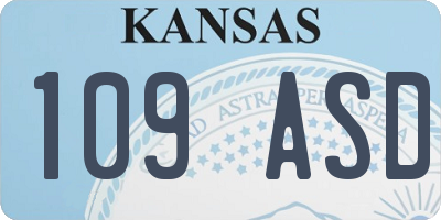 KS license plate 109ASD